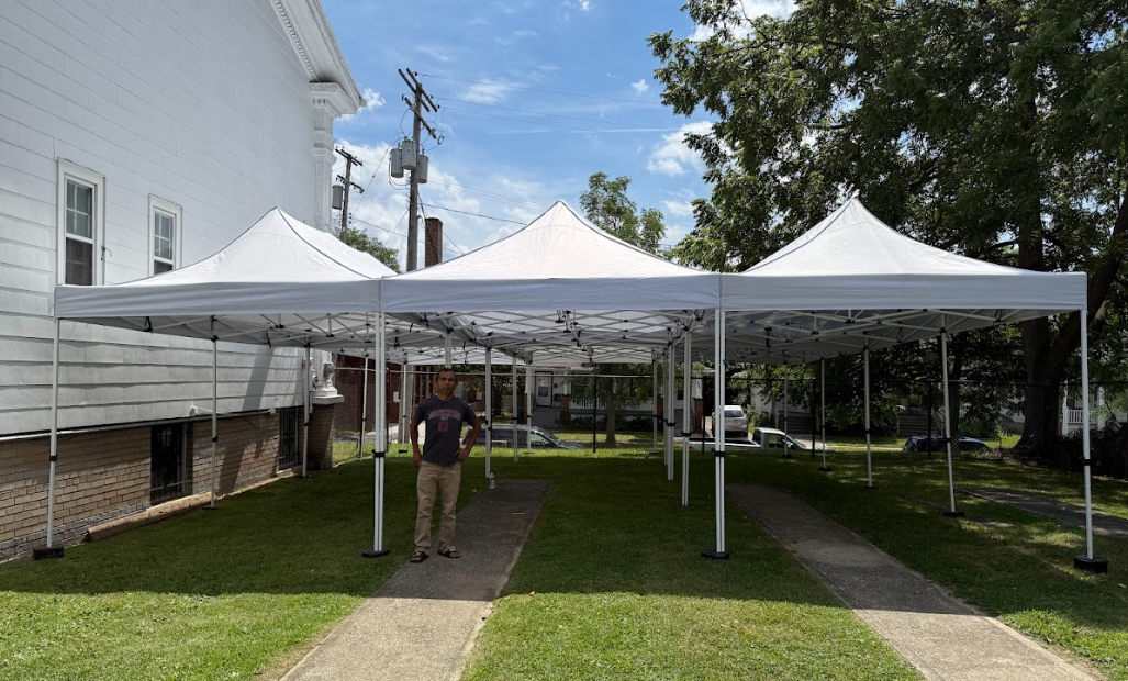 Founder, Santiago - showing off our biggest tent setup yet!